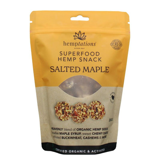 2Die4 Live Foods Hemptations Superfood Hemp Snack 80g Or 200g, Salted Maple Flavour