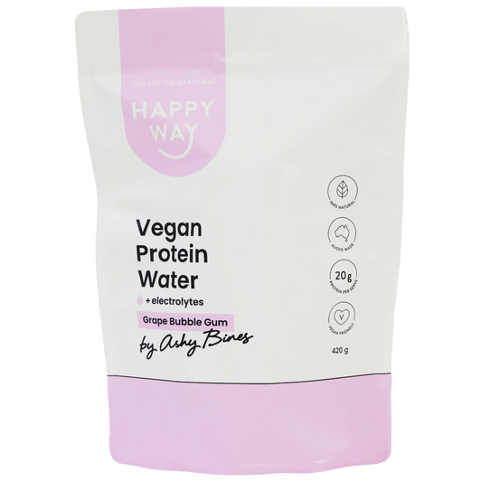 Happy Way Ashy Bines Vegan Protein Water 420g, Grape Bubble Gum