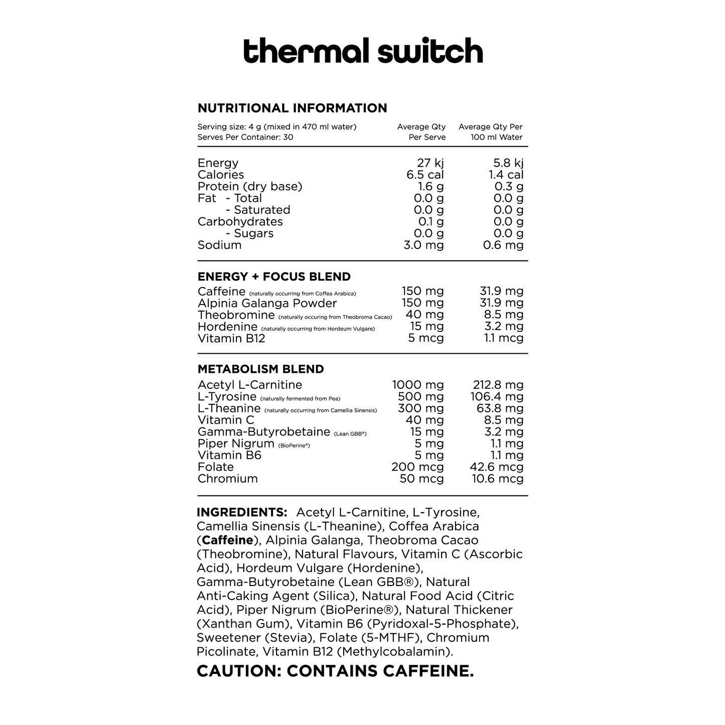 Switch Nutrition Thermal Switch 120g, Mango Passionfruit {Focus, Energy & Metabolism Blend}