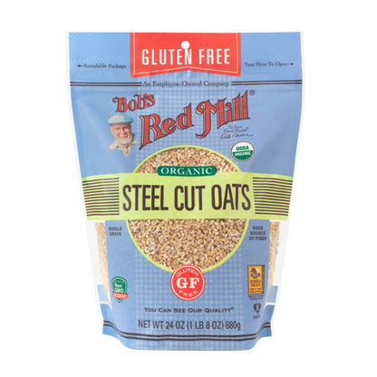 Bob's Red Mill Pure Whole Grain Steel Cut Oats 680g, Certified Organic & Wheat Free