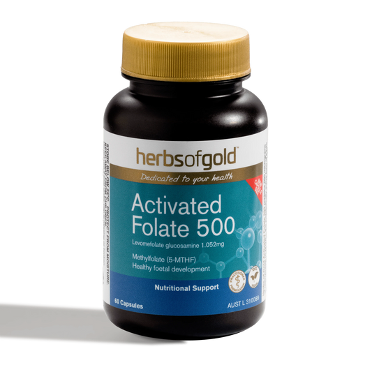 Herbs Of Gold Activated Folate 500, 60 VegeCapsules (Vegan)