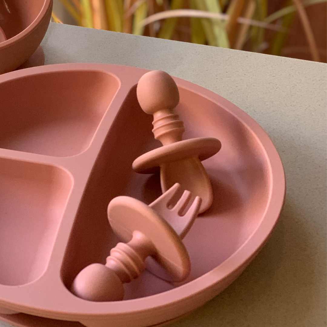 Little Mashies Silicone Cutlery Set, Blush Pink