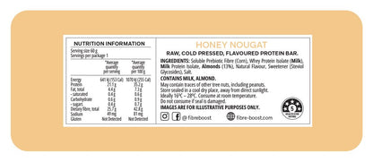 Fibre Boost Cold Pressed Protein Bar Single or Box of 12, Honey Nougat Flavour