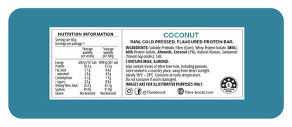 Fibre Boost Cold Pressed Protein Bar Single or Box of 12, Coconut Flavor