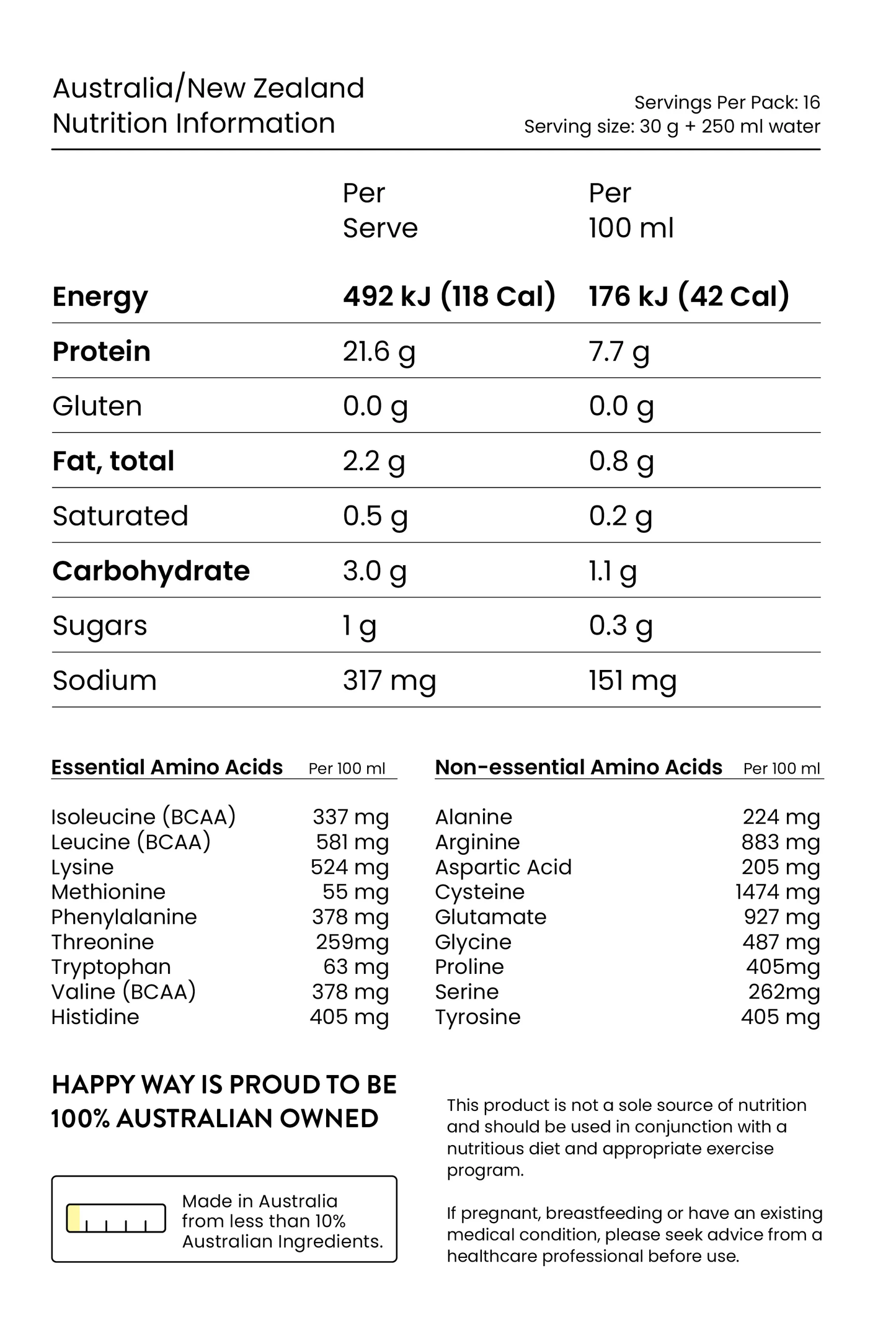 Happy Way Whey Protein Powder 60g Or 500g, Banana Bonanza