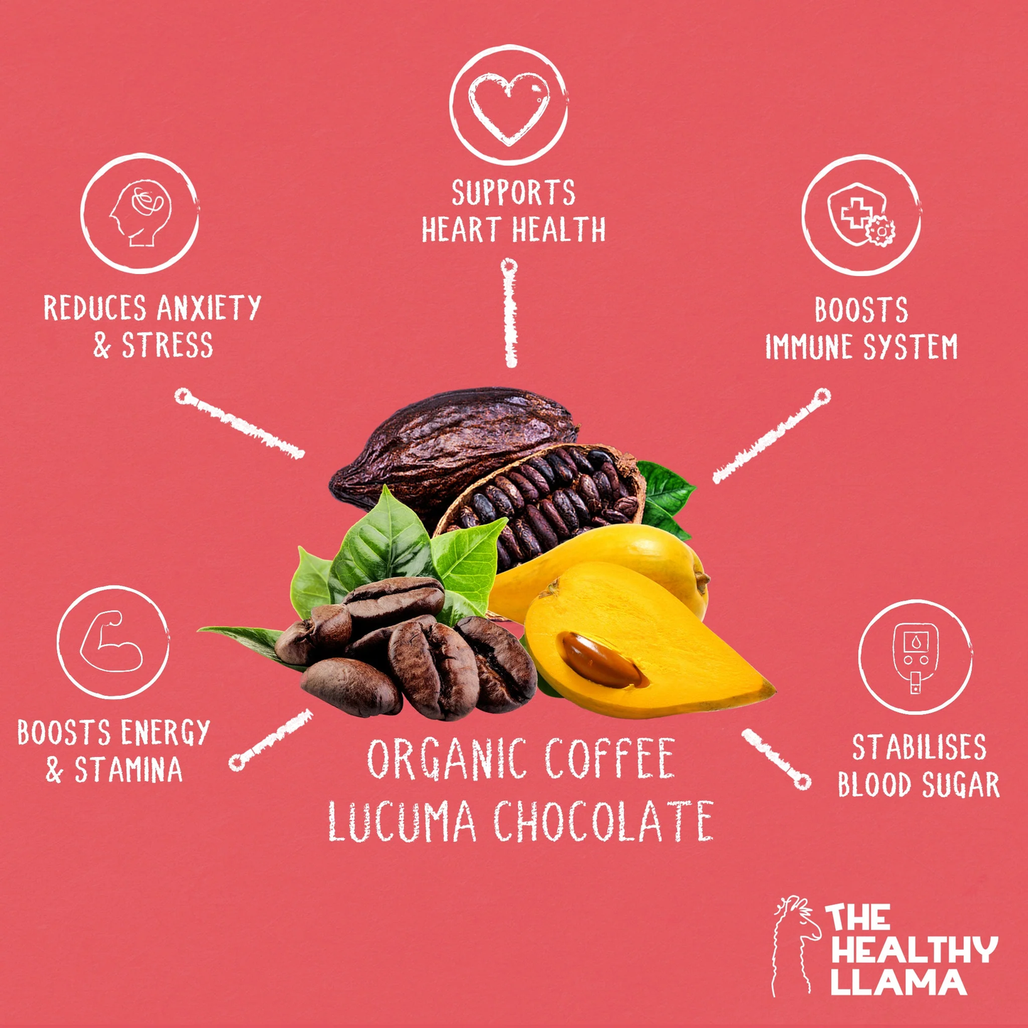 The Healthy Llama Organic Chocolate 42g, Coffee Lucuma