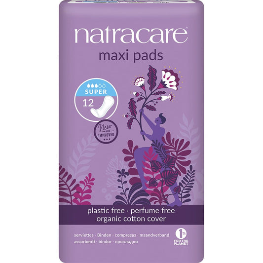 Natracare Maxi Pads 12pk, Super Without Wings {Medium Flow}