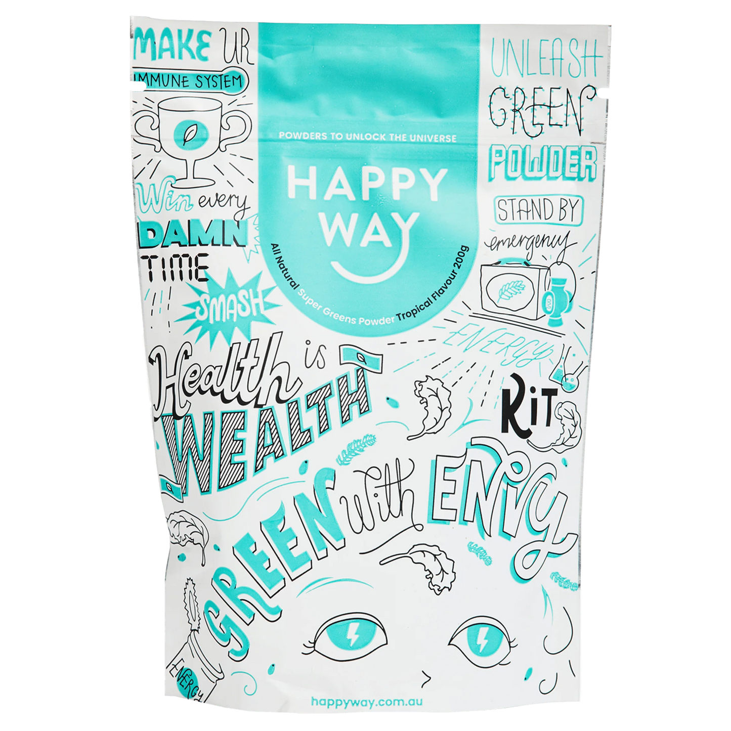 Happy Way Supergreens Powder 200g, Tropical