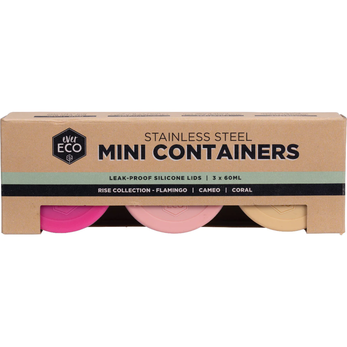 Ever Eco Stainless Steel Mini Containers 3x60ml, Rise