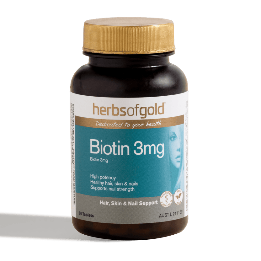 Herbs Of Gold Biotin 3mg, 60 Tablets (Vegan)