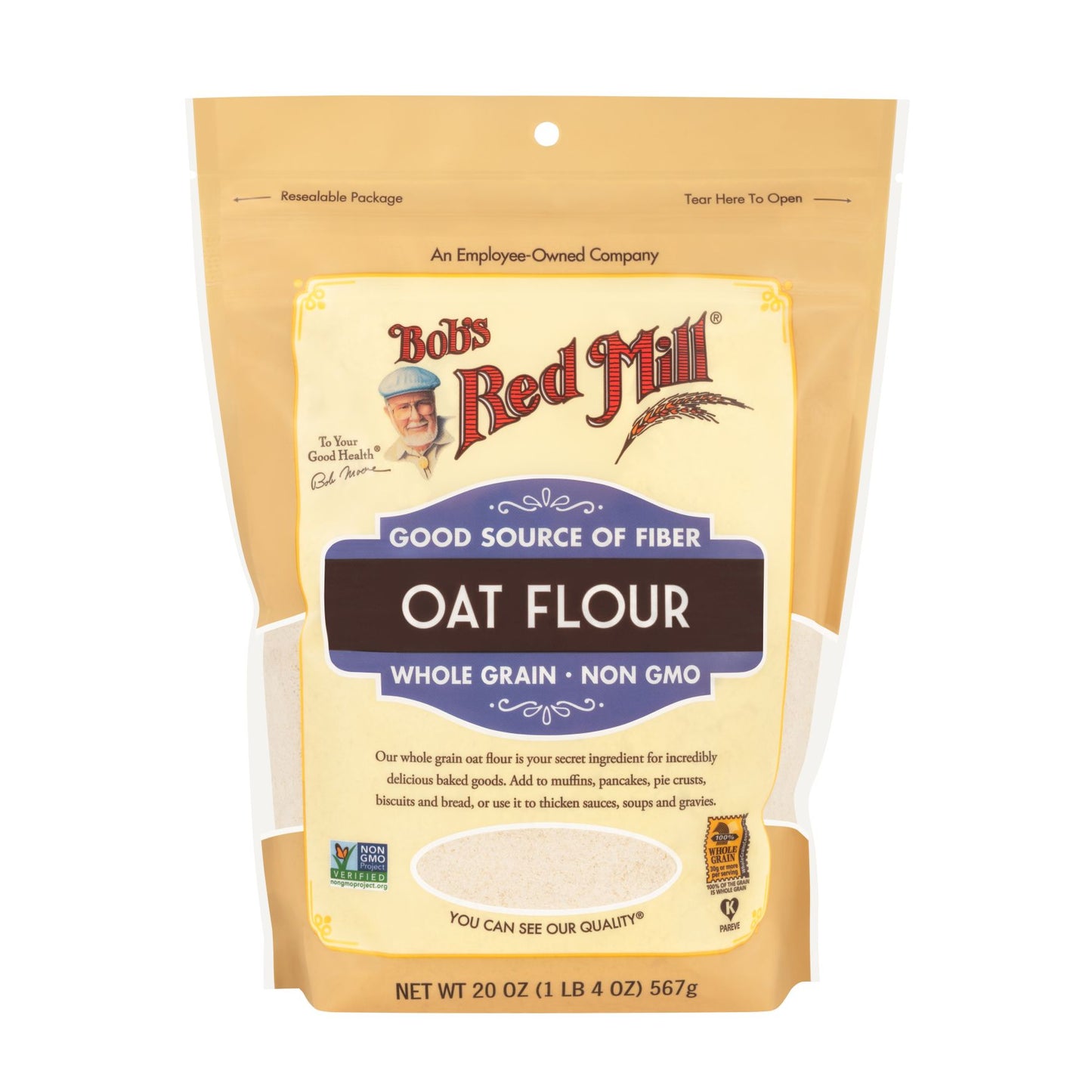 Bob's Red Mill Oat Flour 567g, Wholegrain & Non GMO