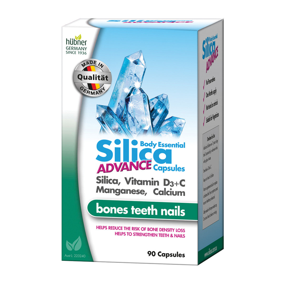 Hubner Silicea Body Essential Silicea 90 Capsules, Advance For Bones, Teeth & Nails