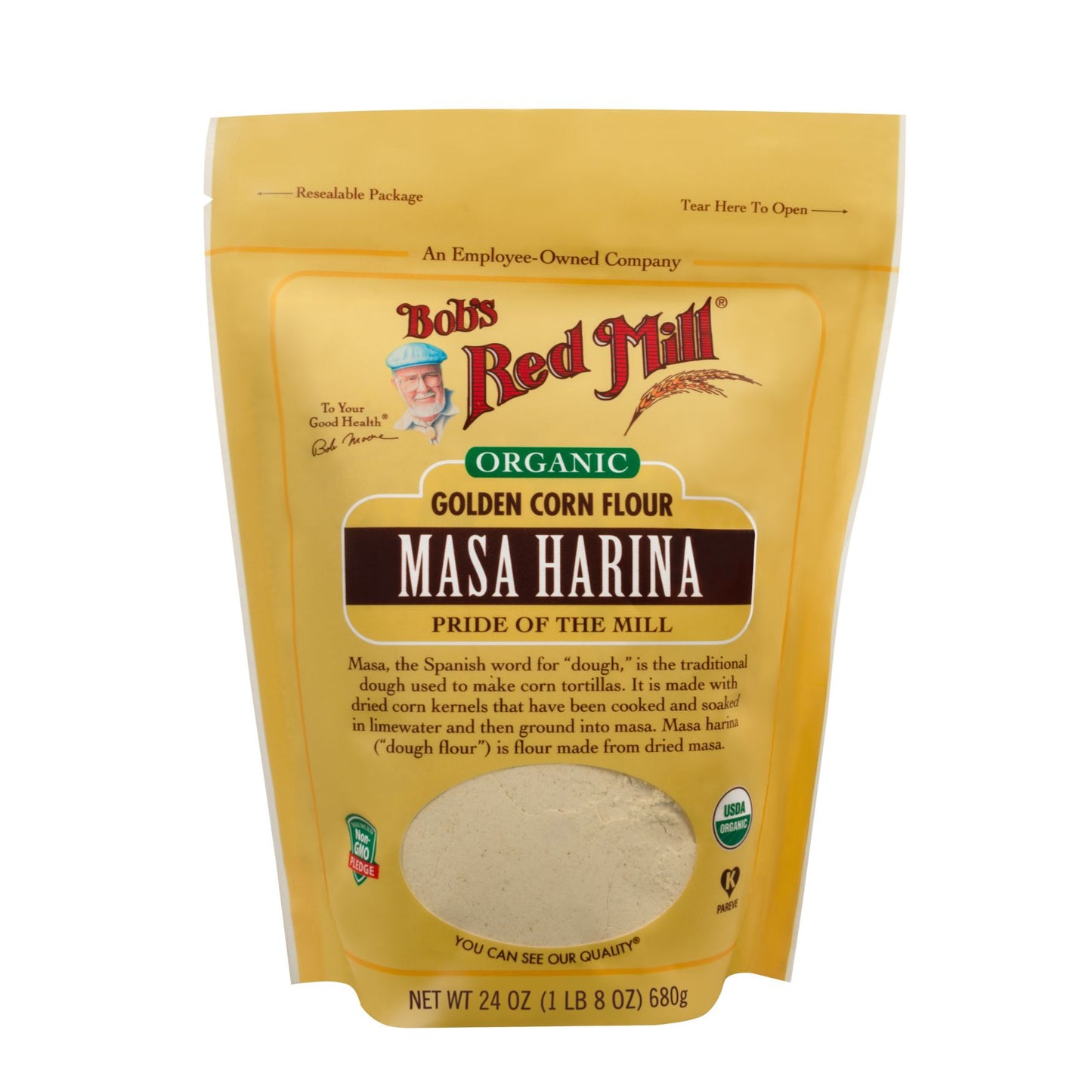 Bob's Red Mill Masa Harina Golden Corn Flour 680g, Certified Organic