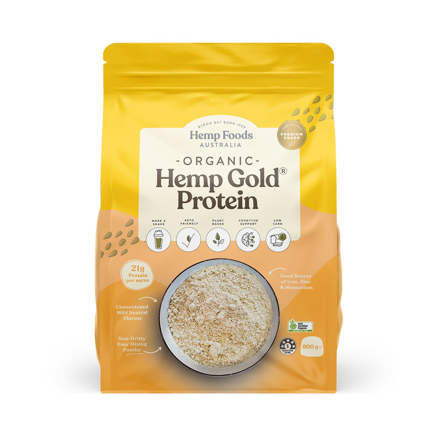 Hemp Foods Australia Organic Hemp Gold Protein, 450g, 900g Or 1.5Kg, Low Carb