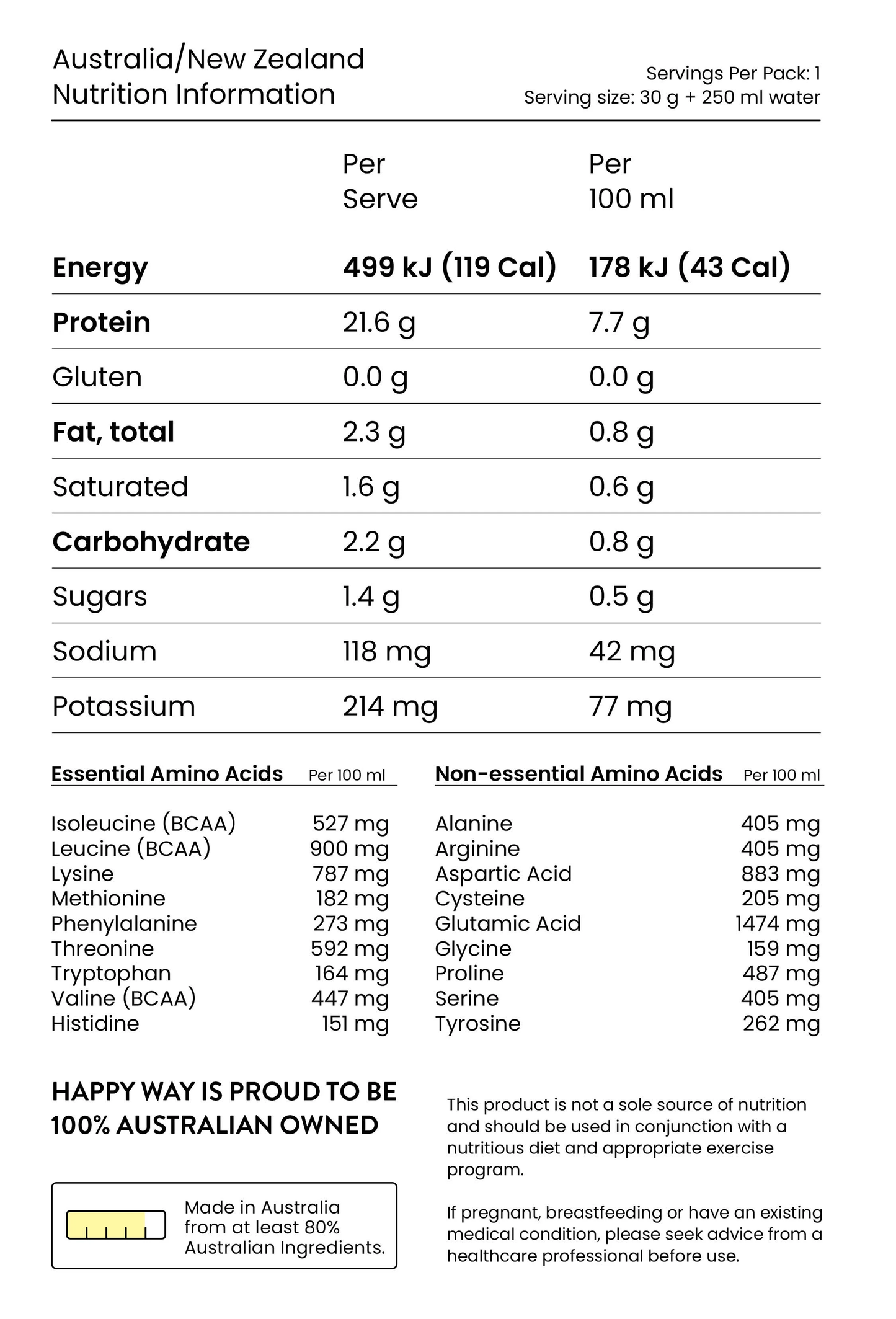 Happy Way Whey Protein Powder 60g Or 500g, Top Of the Choc