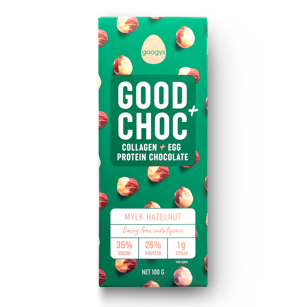 Googy's Good Choc+ 100g, Mylk Hazelnut