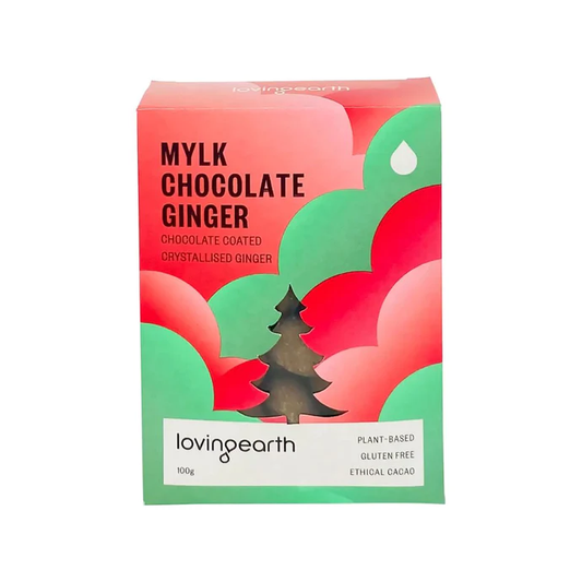 Loving Earth Mylk Chocolate Ginger Coated Crystalised Ginger 100g, Certified Organic