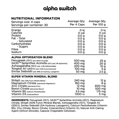 Switch Nutrition Alpha Switch 120caps, {Male Support Formula}