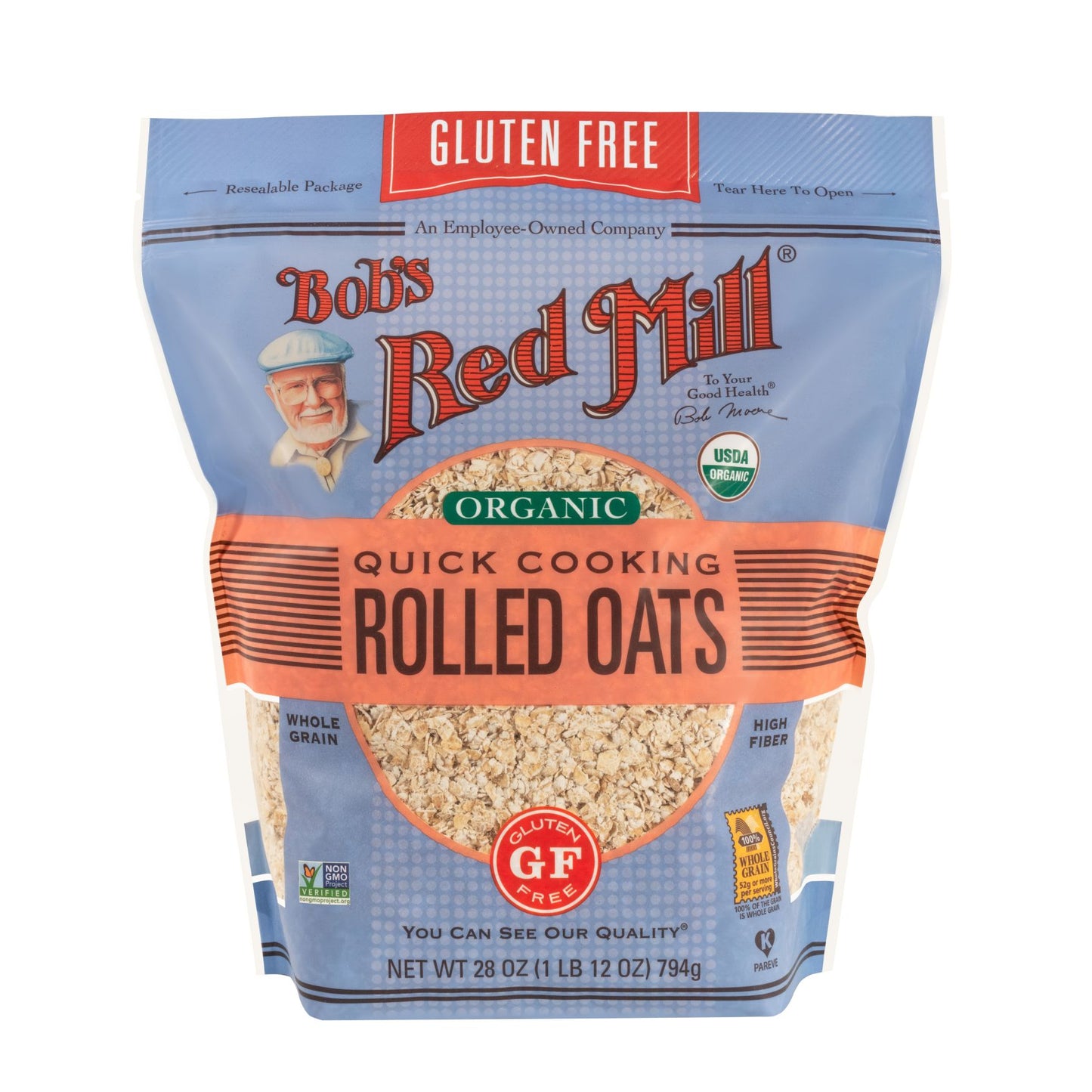 Bob's Red Mill Quick Cooking Rolled Oats 794g, Certified Organic & Wheat Free