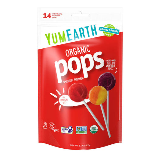 Yum Earth Organic Pops 82g {14 Individually Wrapped Pops}, Naturally Flavoured Gluten-Free & Vegan