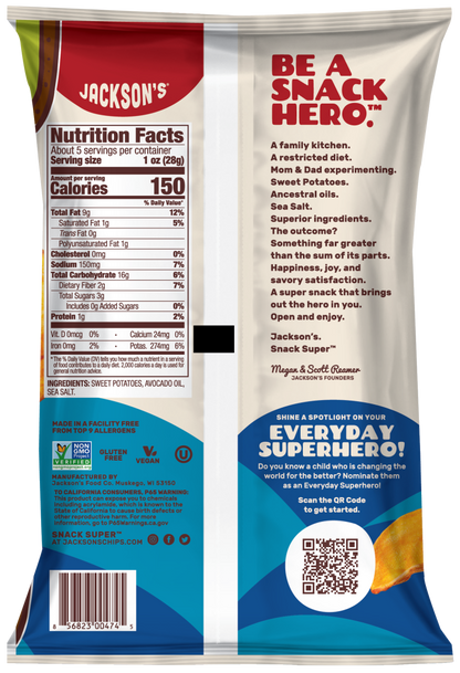 Jackson’s Avocado Oil Sweet Potato Chips 142g, Sea Salt Crunch