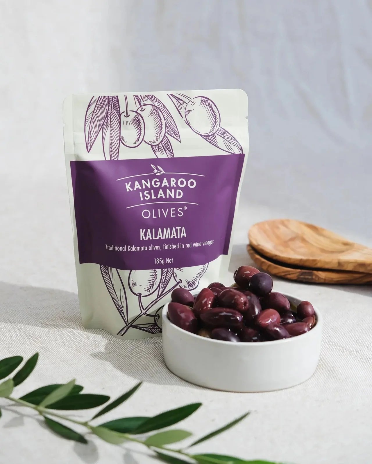 Kangaroo Island Traditional Kalamata Olives 185g, Finished In Red Wine Vinegar