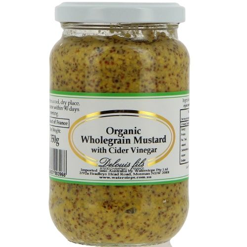 Delouis France Organic Wholegrain Mustard With Cider Vinegar 200g Or 350g Jar, Product Of France