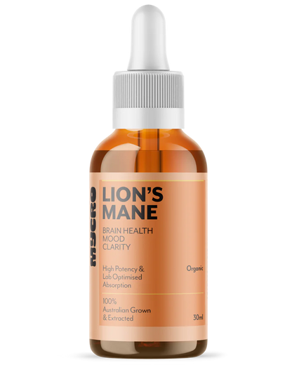 Mycro Hero Organic Lion's Mane Mushroom Extract 30mL Or 100mL, For Brain Health Mood & Clarity
