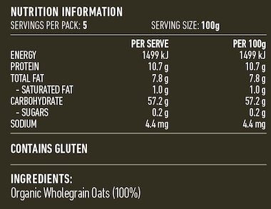 Lotus Certified Organic Oat Groats 500g, A Good Source Of Protein