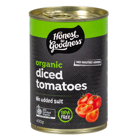 Honest To Goodness Diced Tomatoes 400g, No Added Salt & Australian Certified Organic