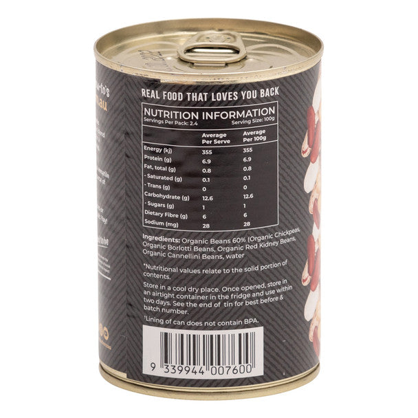 Honest To Goodness Four Bean Mix 400g, No Added Salt & Australian Certified Organic