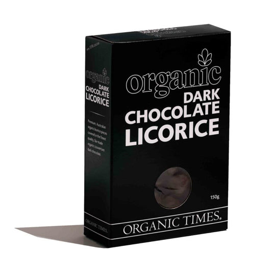 Organic Times Certified Organic Dark Chocolate Licorice 150g, Australian-Made!