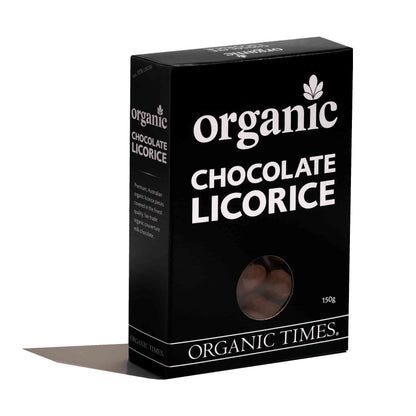 Organic Times Certified Organic Milk Chocolate Licorice 150g, Australian-Made!