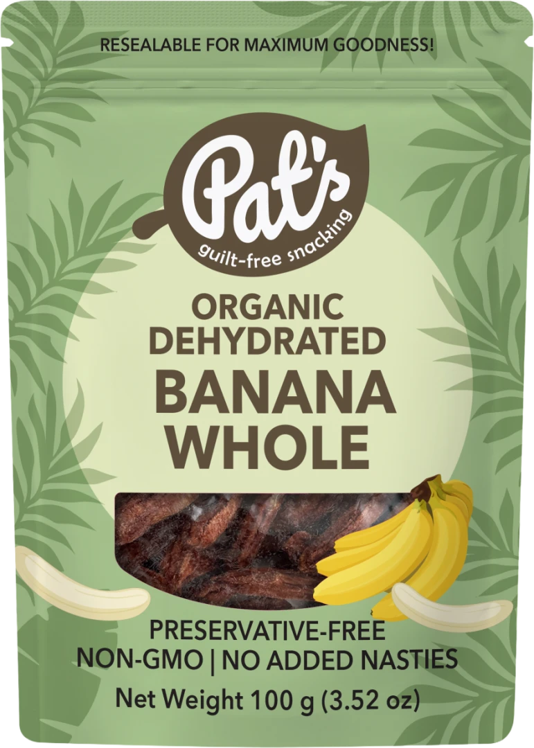 Pat's Organic Dehydrated Whole Banana 100g, Preservative-Free