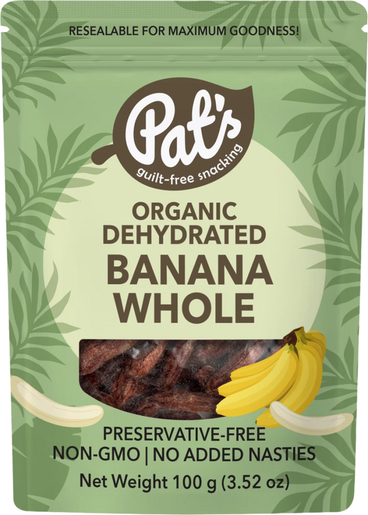 Pat's Organic Dehydrated Whole Banana 100g, Preservative-Free