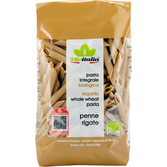 Bioitalia Organic Whole Wheat Penne Pasta 500g, Cooks In 9 Minutes