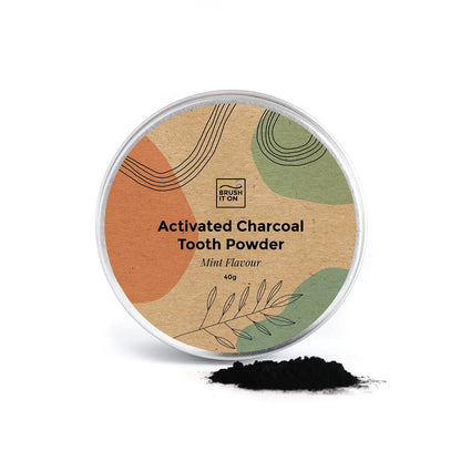 Brush It On Activated Charcoal Tooth Powder 40g, Mint Flavour