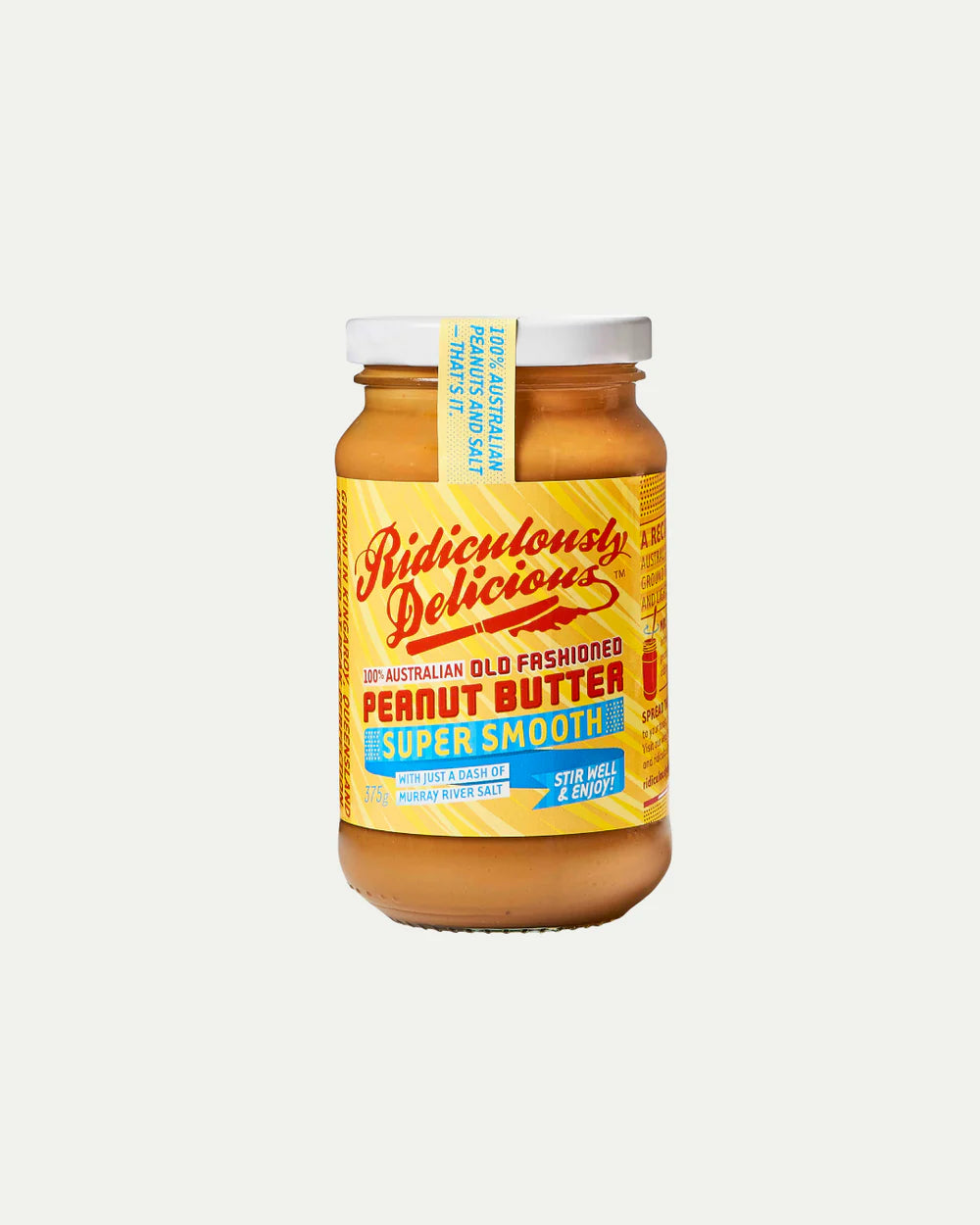 Ridiculously Delicious Super Smooth Old Fashioned Peanut Butter 375g, With A Dash Of Murray River Salt