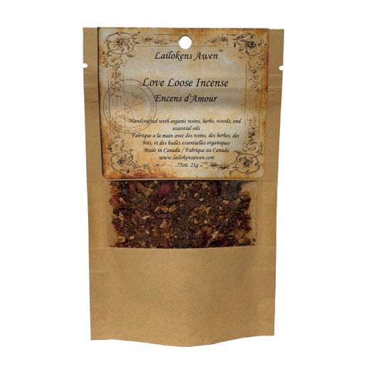 Lailokens Awen Loose Incense, Love; Handcrafted With Organic Resins, Herbs, Woods & Essential Oils