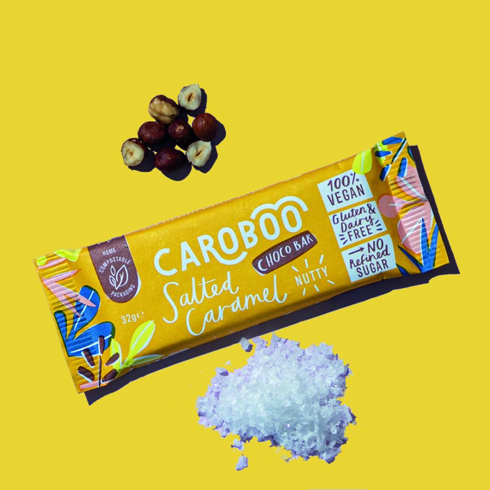 Caroboo Carob Choco Bar 35g Or A Box Of 20, Nutty Salted Caramel Flavour