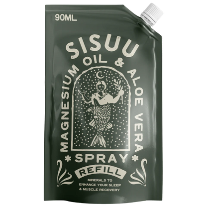 SISUU All Natural Magnesium Oil & Aloe Vera Recovery Refill 90mL Or 200mL, Minerals To Enhance Sleep