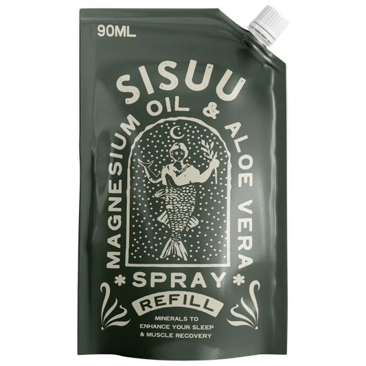 SISUU All Natural Magnesium Oil & Aloe Vera Recovery Refill 90mL Or 200mL, Minerals To Enhance Sleep
