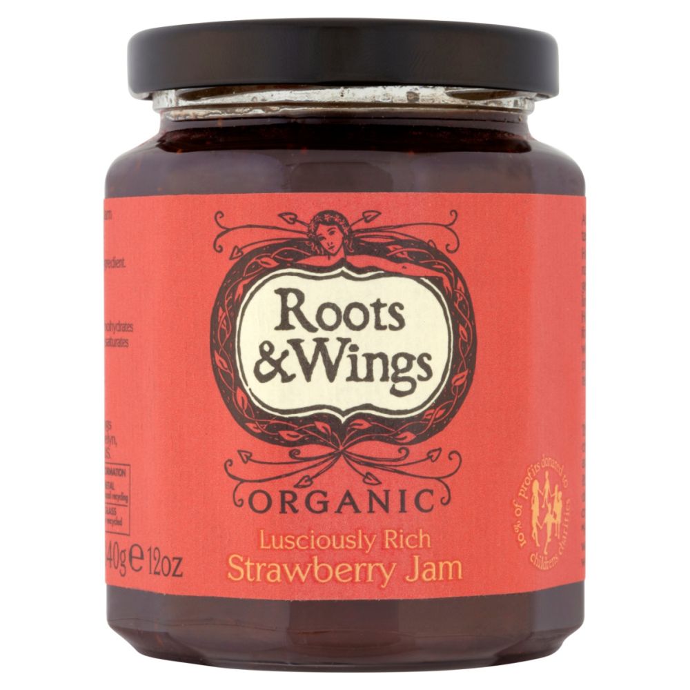 Roots & Wings Organic Strawberry Jam 340g, Lusciously Rich