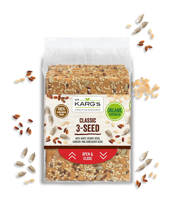 Dr Karg's Oven Baked Crackers 200g, Classic Three Seed White Sesame Seed, Sunflower & Linseeds