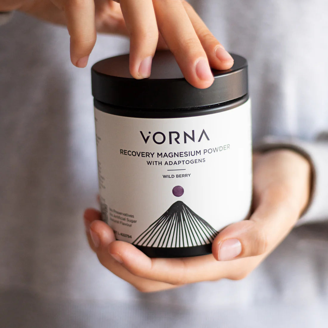 Vorna Magnesium Recovery Powder With Adaptogens 240g, Wild Berry Flavour