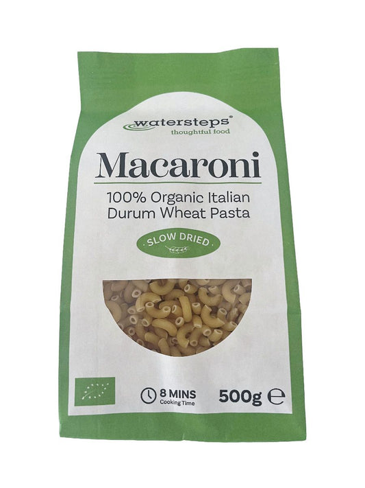 Watersteps Thoughtful Food Organic Macaroni 500g, Slow Dried Durum Wheat Pasta