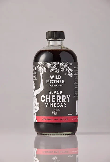 Wild Mother Tasmania 100% Black Cherry Vinegar 500mL, Contains Live Mother