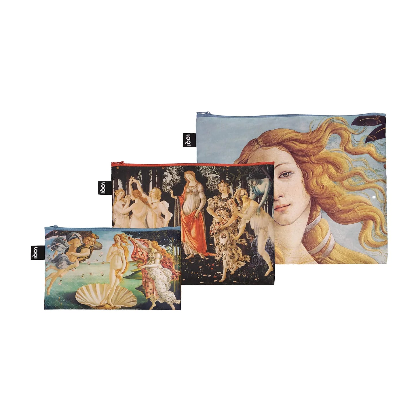 LOQI Recycled Zip Pockets Set Of Three, Multi-Coloured By Sandro Botticelli