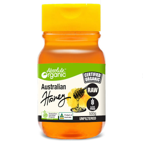 Absolute Organic Australian Raw Honey 500g, Squeeze Bottle Australian Certified Organic