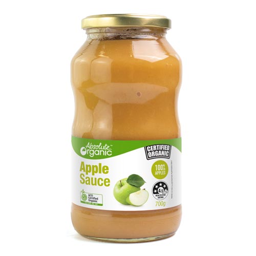 Absolute Organic Apple Sauce 700ml, (Glass Jar) Australian Certified Organic